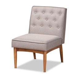 Baxton Studio Riordan Mid-Century Modern Grey Fabric Upholstered and Walnut Brown Finished Wood Dining Chair